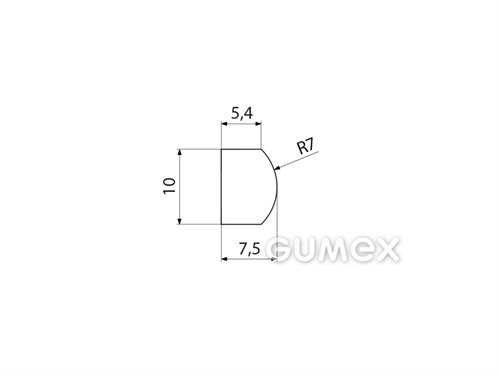 "D" Silikonprofil, 10x7,5/R7mm, 70°ShA, ISO 3302-1 E2, -60°C/+180°C, transparent, 